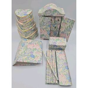 Vintage Otagiri The English Collection Popprint‎ London Paper Organizer 8 Pc Set